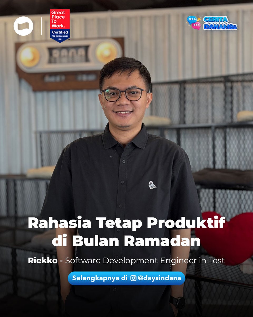 danawallet's tweet photo. Kerja pas puasa? Bisa banget! Asal tahu kapan harus fokus dan kapan waktunya recharge ✨
Simak #CeritaDANAMas Riekko mengatur energinya selama Ramadan https://t.co/5n7Iy0ztmD
#DANA #DaysinDANA https://t.co/cB3Ur3yfFU