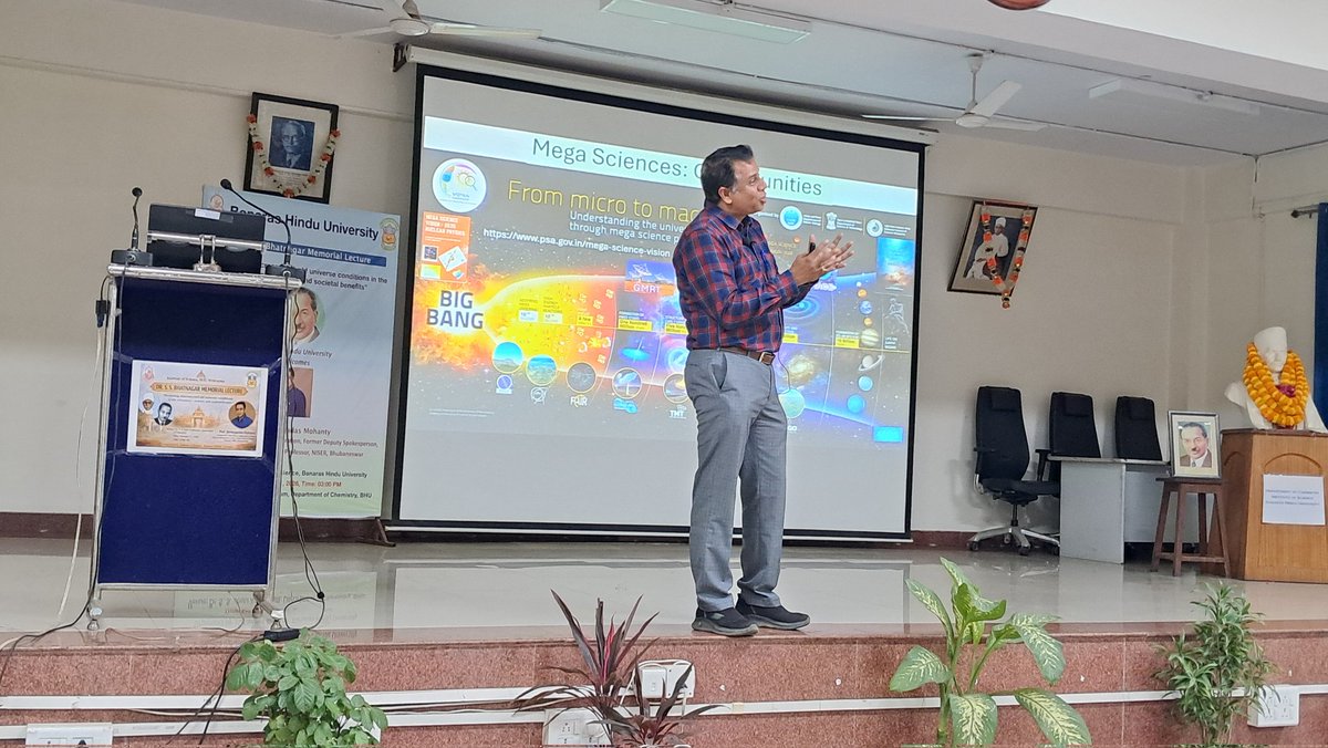 Director_ISc's tweet photo. Dr. Bedangadas Mohanty, Spokesperson, India-ALICE Collaboration &amp; Sr.Professor @niser_official delivered Dr. SS Bhatnagar Memorial lecture, titled, "Recreating microsecond-old universe conditions in the laboratory-science and societal benefits" at Dr. SS Joshi Hall,Chemistry, BHU https://t.co/D8X4HIriS3