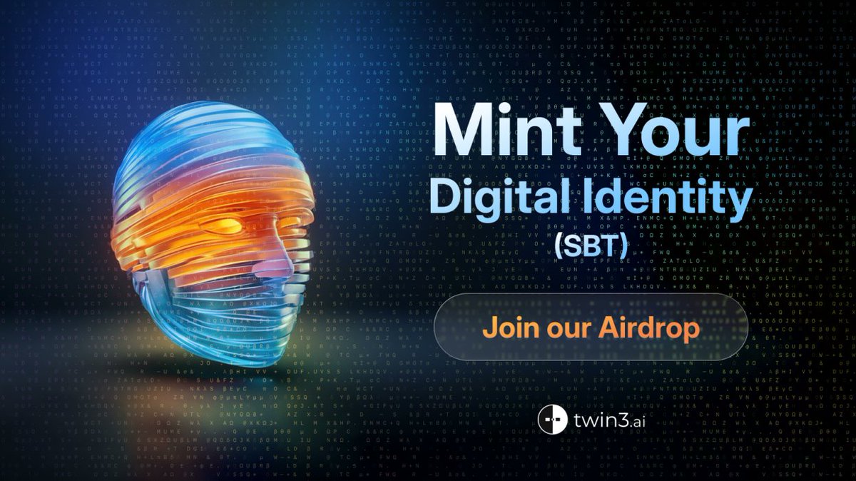 Your on-chain identity now has weight.

The twin3 Soulbound Token (SBT) is live — your Proof of Authenticity in the AI era.

Early supporters get: 
• points toward TGE rewards
• access to future campaigns
• higher trust score

Older wallets receive higher weighting than new