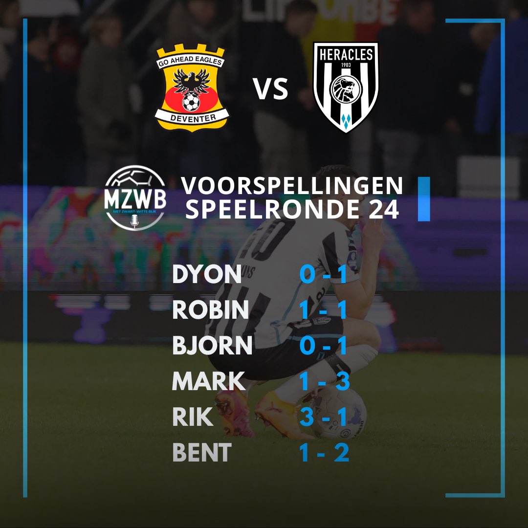 🔮 𝐕𝐨𝐨𝐫𝐬𝐩𝐞𝐥𝐥𝐢𝐧𝐠𝐞𝐧 | 𝐆𝐨 𝐀𝐡𝐞𝐚𝐝 – 𝐇𝐞𝐫𝐚𝐜𝐥𝐞𝐬 (𝐳𝐨 𝟏𝟒:𝟑𝟎)
Na de blamage tegen NAC is dit opnieuw een sleutelwedstrijd.

Herpakken of opnieuw teleurstellen? ⚫⚪
Wat wordt het volgens jou? 👇

#Heracles #Voorspellingen #GAEHER
