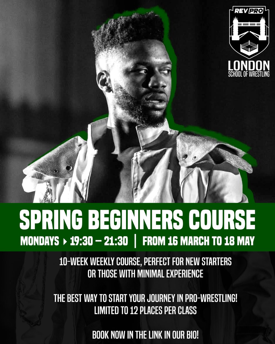 LondonWrestling's tweet photo. Slots now open for the critically acclaimed London School of Wrestling Beginners Course!

Start your journey in pro-wrestling with experienced trainers and grow together with peers at the same level as you.

Sign up now and Dare To Dream! ⤵️ https://t.co/T2NWSDw5sH