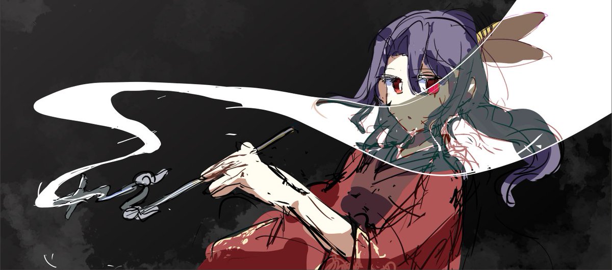 深夜の真剣お絵描き60分一本勝負 #東方project #駒草山如