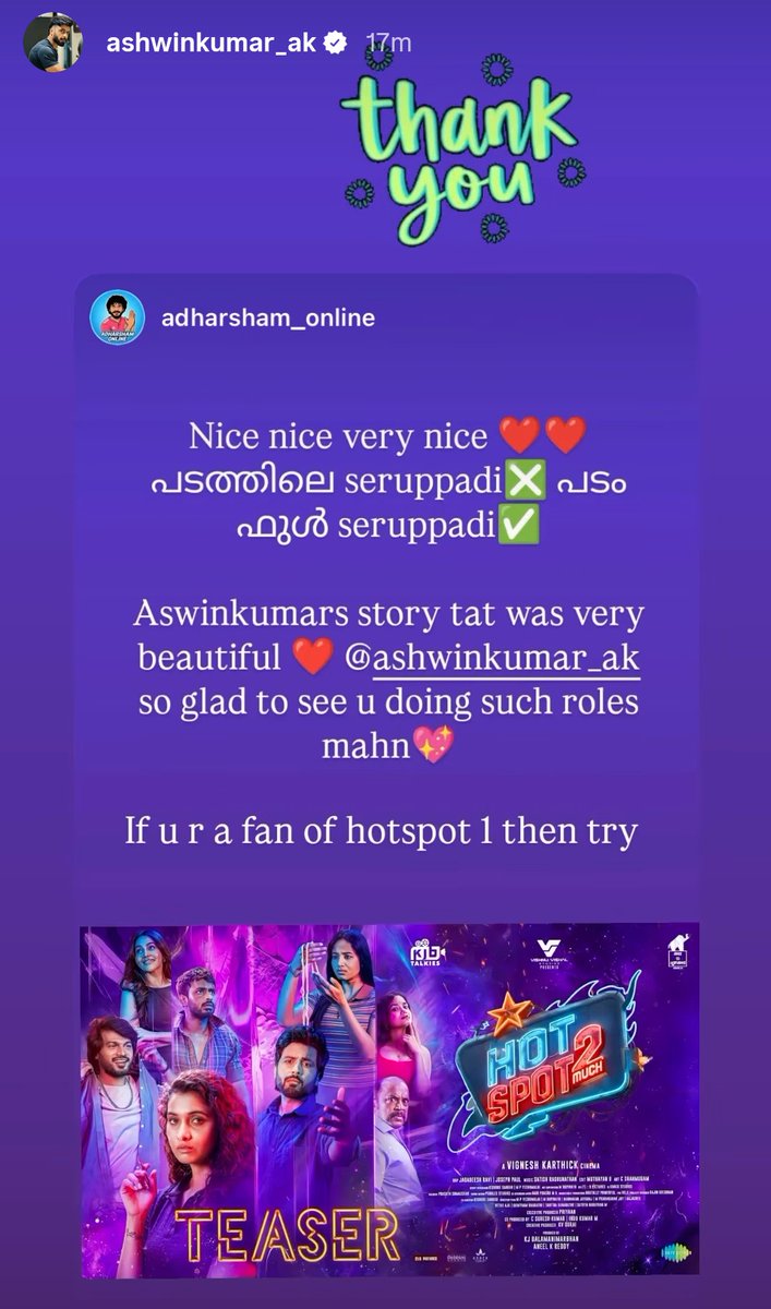 neraikalai's tweet photo. Thangam Story ❤️
Thank you so much for sharing this 🤍
God bless 🙏 
@i_amak 👑🌟🫶

#Ashwinkumar
#Hotspot2Much https://t.co/4VTthsLBIC