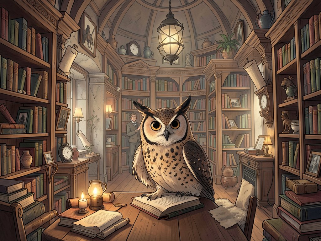 michella_dwi's tweet photo. Stepping into Vera the Owl’s grand library feels like entering a sanctuary of wisdom. Surrounded by ancient scrolls and starlit observatory views, her passion for every page is truly inspiring. A must-visit destination for any seeker of knowledge! 黎📚✨ @DataHaven_xyz https://t.co/gDcHOIZdh4