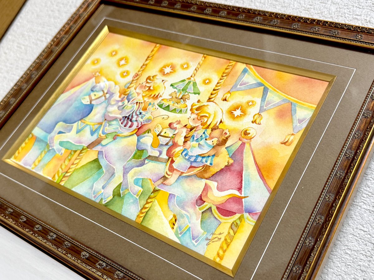 新作「メリーゴーランドの夢」のマットの色、最初は白系の色で作って