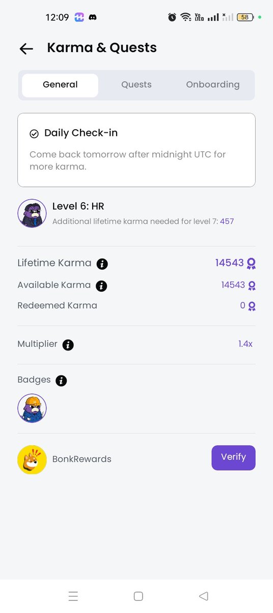 Reached level 6 in farming karma. 457 points left for level 7.
