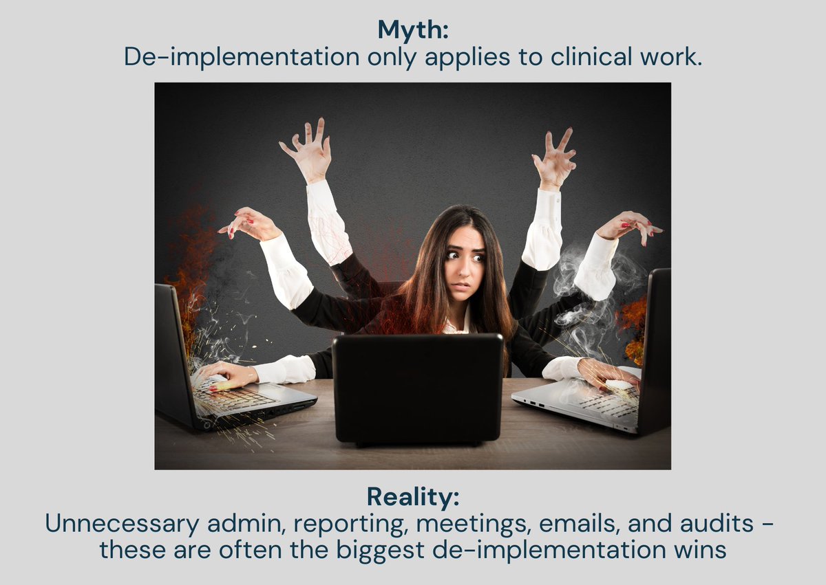 JuliaWoodQI's tweet photo. When people hear ‘de-implementation’ they often think of clinical processes. But that’s just one part of the story 👇
#deimplementation #NHS https://t.co/b84OCKtUbX
