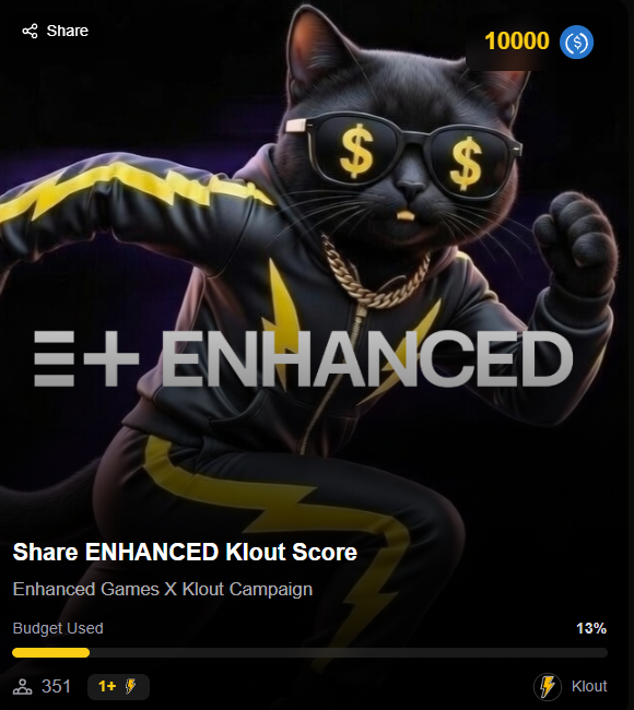 0xNDSAI's tweet image. My Klout score just hit ENHANCED status ⚡️

NPC Energy is at 84... basically means i’m ready for the 2026 Enhanced Games in Vegas lol.

If you haven't checked your score yet, go here: klout.gg/0xndsai

Free $2.5 USDC per 1k views is actually a decent move. 

Don't sleep on