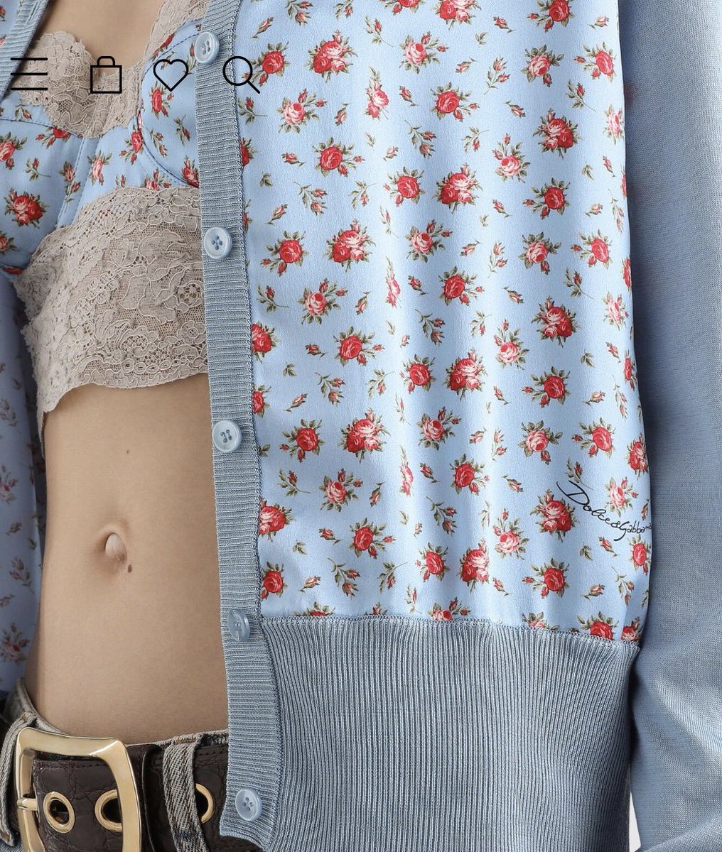 Dolce & Gabbana Small rose-print satin cardigan🩵