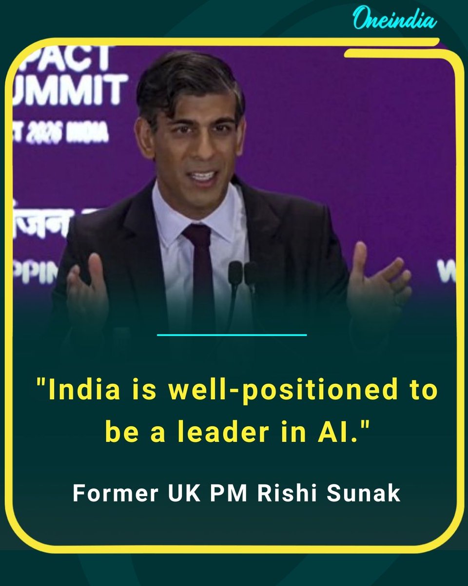 Oneindia's tweet image. With a strong digital ecosystem, India stands poised to become a global AI powerhouse.

#IndiaAI #AILeadership #FutureOfTech #DigitalIndia #RishiSunak #ArtificialIntelligence #NewsUpdate #OI