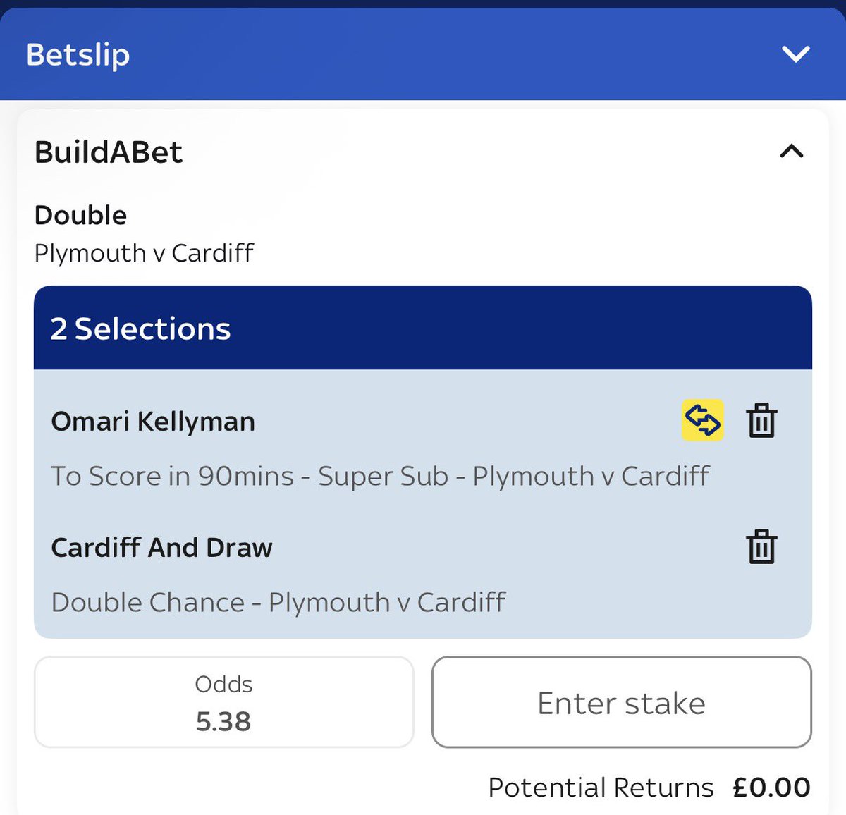 WJ99's tweet photo. @SkyBet your build a bet is crap. Odds go DOWN if I add a selection. Pointless. https://t.co/VKrPTdKniW