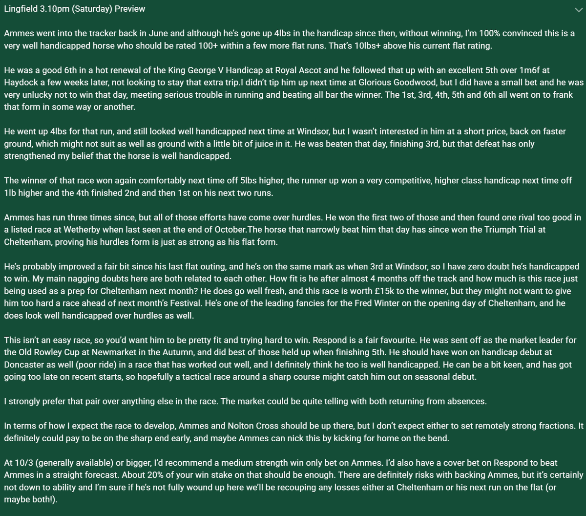 Sam_D1234's tweet image. My write up for the 3.10pm at Lingfield this afternoon, if anyone is interested.

#HorseRacing #horseracingtips #freetips