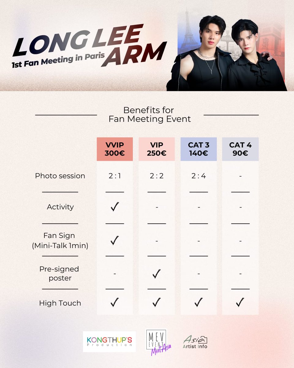 asiaartistinfo's tweet photo. 🇬🇧 LONG LEE & ARM IN PARIS
🎟 TICKETING IS NOW OPEN
🇫🇷 LONG LEE & ARM À PARIS
BILLETTERIE OUVERTE 🎟
Get your tickets now ⬇️ | Prenez vos places maintenant ⬇️
https://t.co/SSYmbtzrIW
Paris… are you ready? 🔥
#LongArm #LongLee #armchaiyapat #dramabl #LongleeArm1stFMinParis https://t.co/ZGsUJvMrem