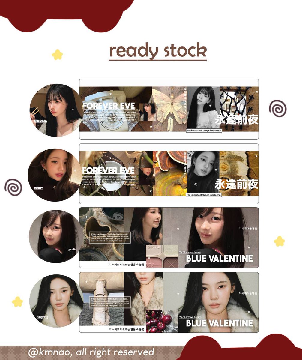 kmnao's tweet image. a repost will be appreciated! thank you.

haloo mentemen, aku ada ready stock layout girlgroups! harganya 10k / each dan udah free retext yaa. kalau berminat bisa langsung dm akuu!

#zonauang