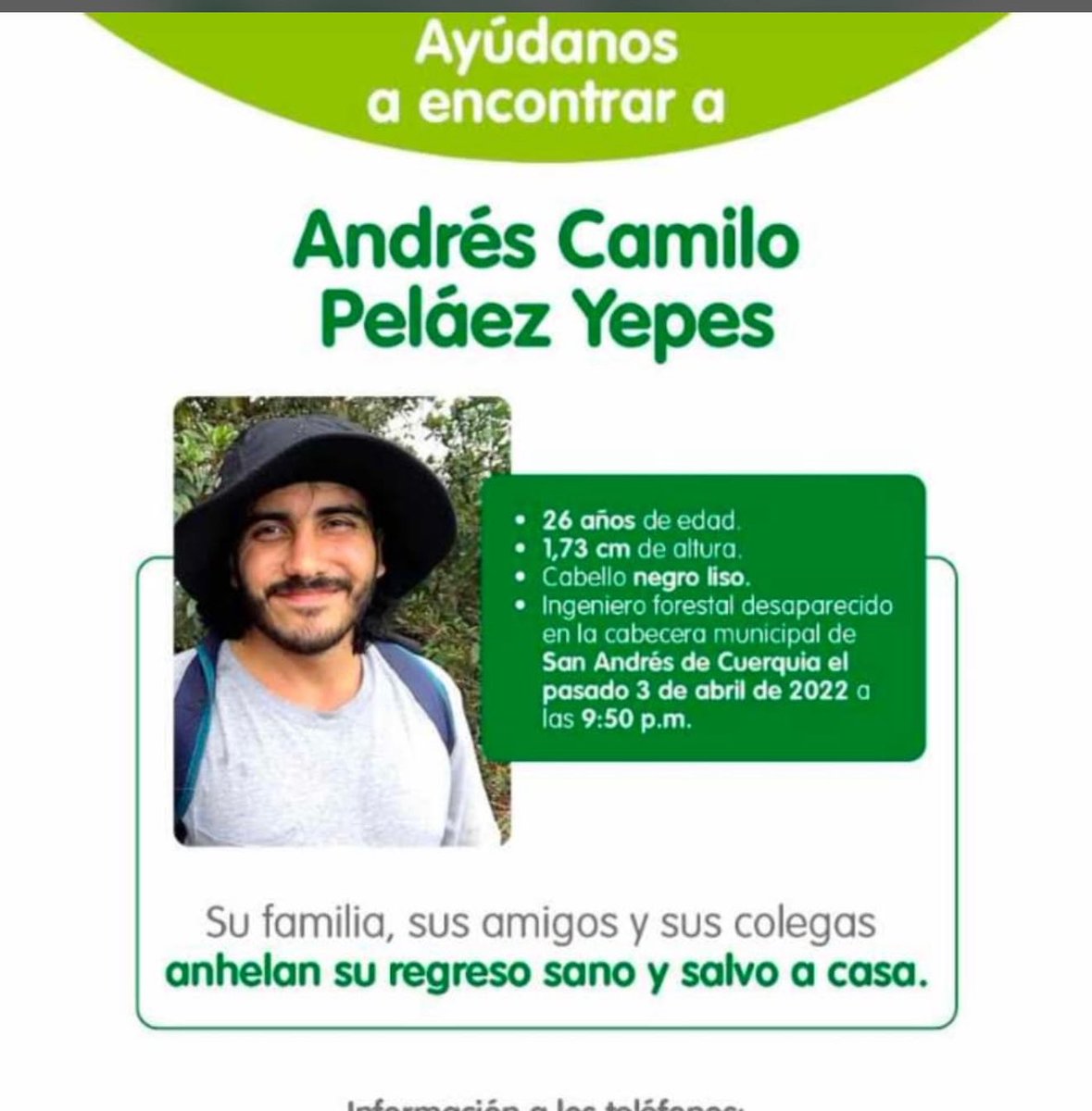 #DondeEstaCamilo #AndresCamiloNoAparece Dios 1.415 días lleva desaparecido!