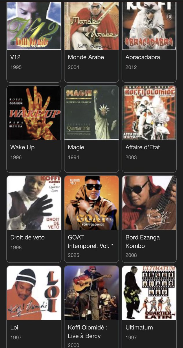 C’est vraiment cet homme que vous voulez dénigrer aujourd’hui ? Le monsieur a enchaîné des chef-d’œuvres toute sa vie. 

Congolais on est méchant franchement.

Ngounda : 1983

Lady Bo  : 1984

Diva  : 1985

Ngobila : 1986

Rue D’Amour : 1987

Henriquet : 1988

Elle Et Moi : 1989