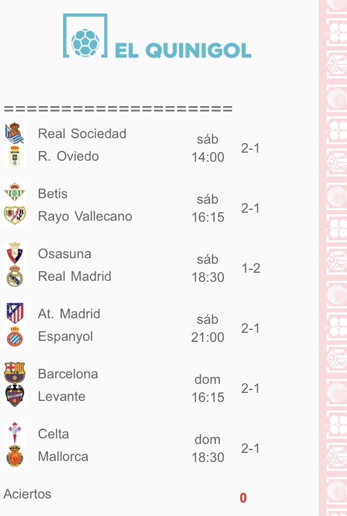 🍀 Mi Quiniela y Quinigol de esta semana