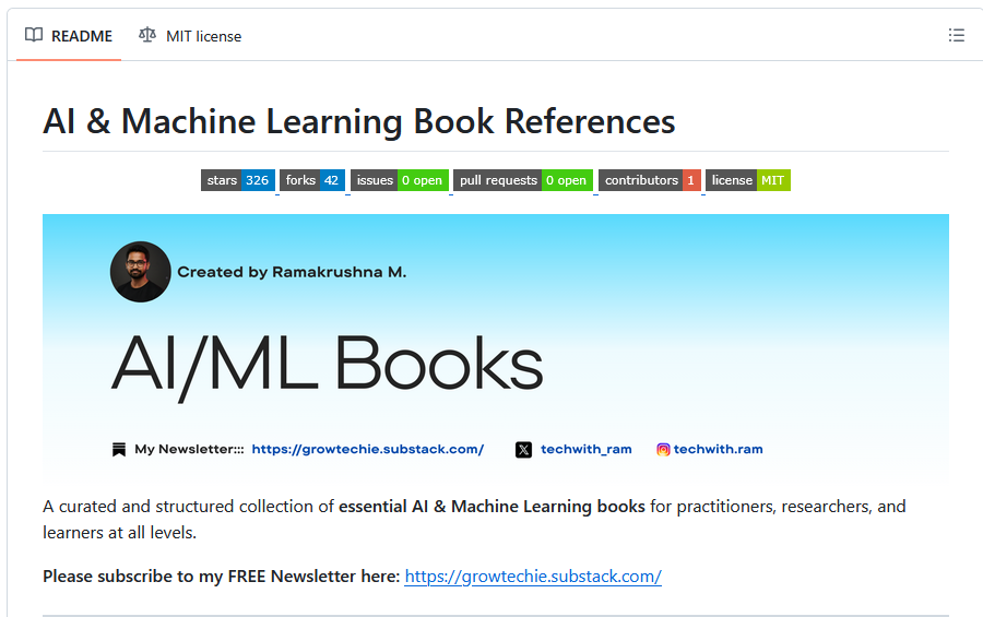 Bu Github reposunda Yapay Zeka, Makine Öğrenimi, Derin Öğrenme ve Veri Bilimi ile ilgili çok sayıda kitap bulabilirsiniz. 

🔗github.com/Ramakm/AI-ML-B…