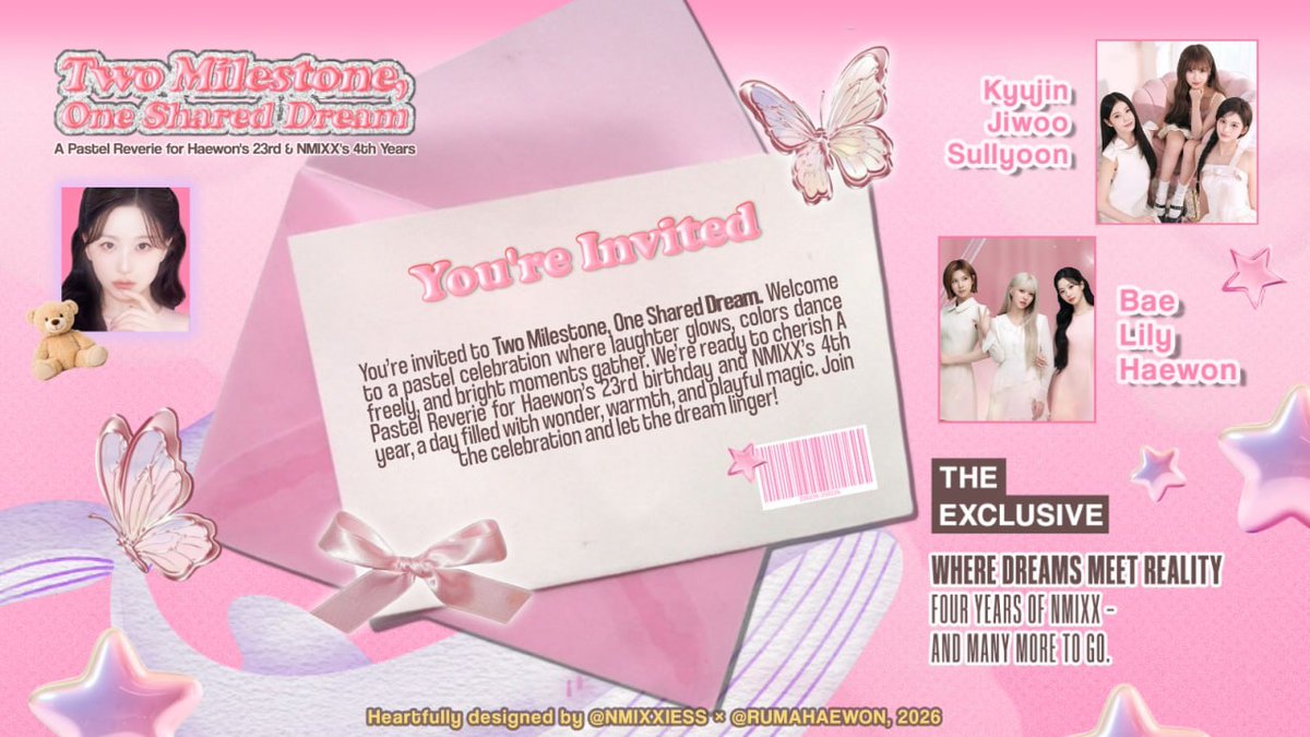 🌸 .. With bright skies above us, We, Unity of Sullyoon, invite you to celebrate 𝗧𝘄𝗼 𝗠𝗶𝗹𝗲𝘀𝘁𝗼𝗻𝗲, 𝗢𝗻𝗲 𝗦𝗵𝗮𝗿𝗲𝗱 𝗗𝗿𝗲𝗮𝗺, a pastel reverie of blooming joy and full of hopes. ✧