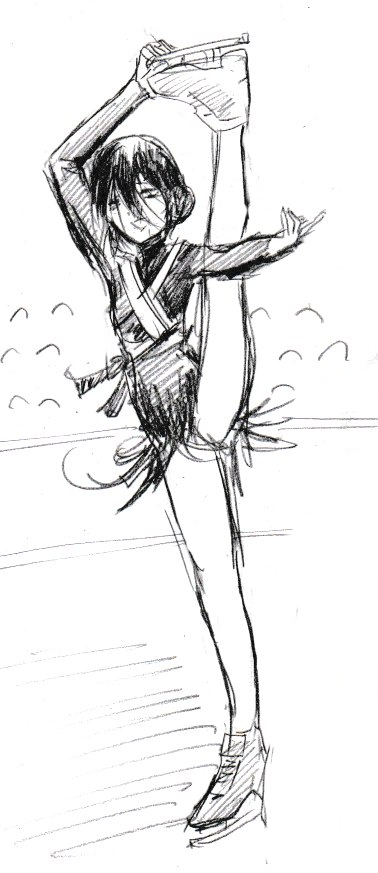 レゼがオリンピックでフィギュアを滑っているという妄想絵。 #チェンソーマン 