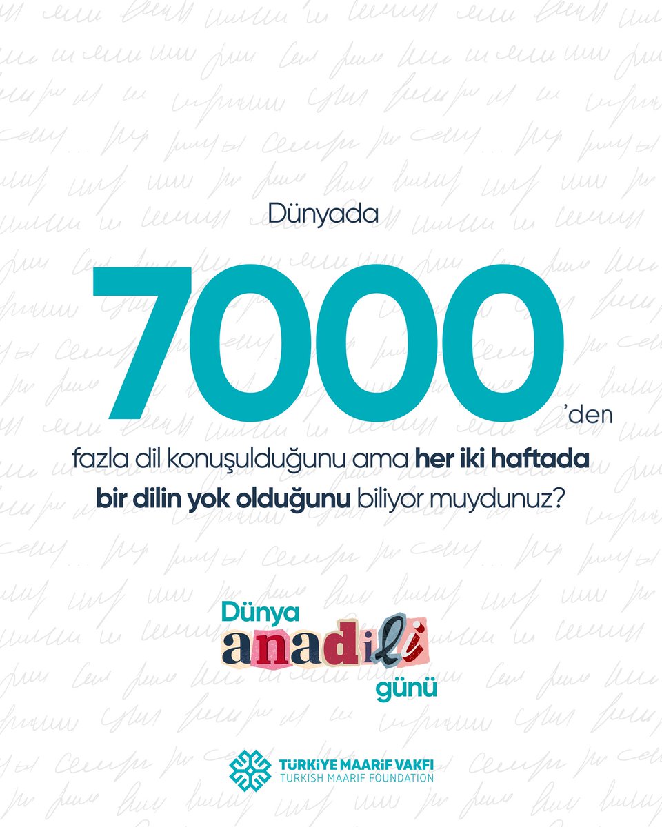 Her dil, insanlığın ortak mirasında eşsiz bir renktir. Renklerimizi kaybetmeyelim, dillerimizi hep birlikte yaşatalım istiyoruz. 🌍

Bugün onlarca ülkede, yüzlerce okulumuzda, sayısız farklı dilde eğitim veriyoruz. Öğrencilerimize kendi ana dillerinin yanında, Türkçemizi