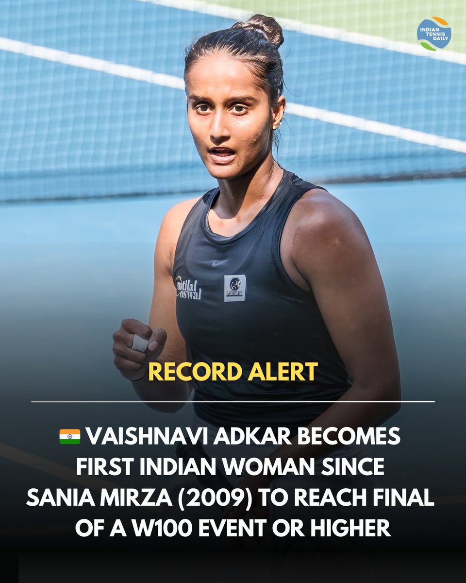 🇮🇳 Vaishnavi Adkar Ends a 17-Year-Long Wait

The 21-year-old from Pune becomes the first Indian woman since the one and only Sania Mirza to reach the singles final of a W100 event or higher, by advancing to the final of the ITF W100 Bengaluru

Adkar has put together an incredible
