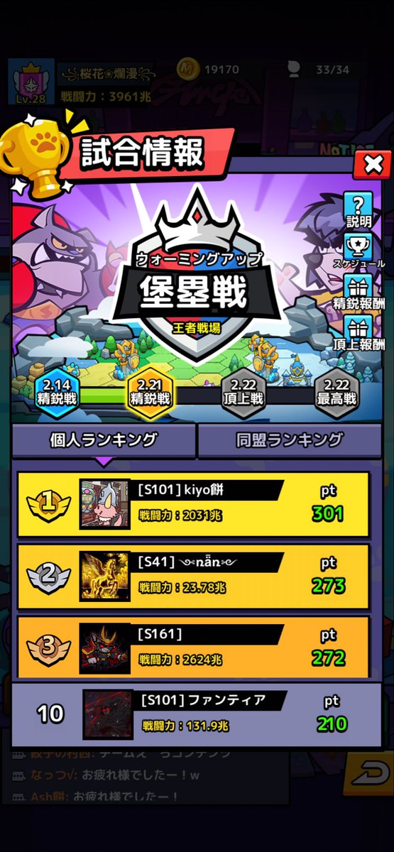 lgtiv_'s tweet photo. 堡塁戦お疲れ様でした！
この組み合わせでこれはアツすぎる😍
明日の頂上出る方よろしくお願いします🙇 https://t.co/WO6rsOGNT4