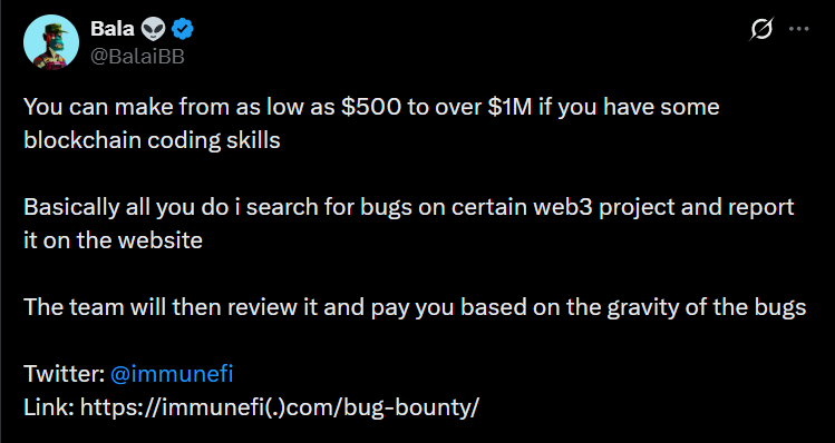 Seeing so many "interested" comments under this post, that's good, but most of them aren't aware of the full picture. 

Web3 security isn’t some plug-and-play side hustle. The learning curve is brutal, and you’re competing with auditors who’ve been tearing apart protocols for