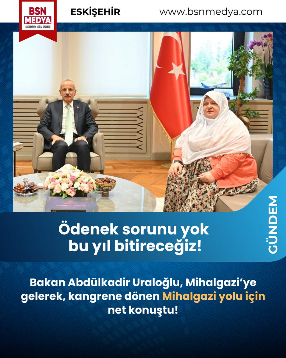 Bakan Uraloğlu, Mihalgazi Belediye Başkanı Zeynep Akgün’ü ziyaret etti, müjdeyi verdi. “Şu ana kadar yaptığımız sathi kaplamaydı, onu da sıcak asfalt yapacağız.”

Ayrıntılar için 🔗
bsnmedya.com/haber-odenek-s…

#eskişehir #bsnmedya #mihalgazi #yol #müjde <a href="/a_uraloglu/">Abdulkadir URALOĞLU</a> <a href="/zynpgns26/">Zeynep GÜNEŞ AKGÜN</a>
