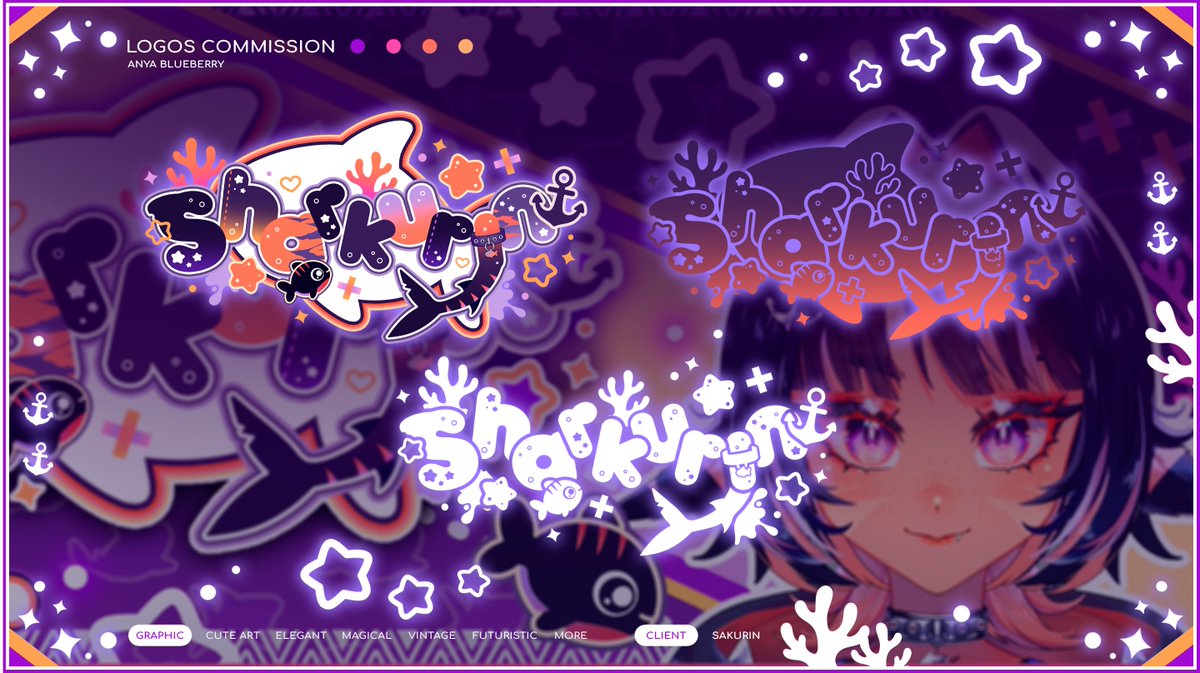 sillymiyaa's tweet image. Custom logos for @/Sharkurin 🌠💜 #VGenComm #customlogos