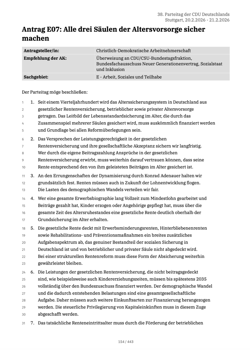 K_Moessbauer's tweet photo. CDU mit klarem Votum gegen Sozialversicherungsbeiträge auf
Kapitalerträge oder Mieteinnahmen.

Eine breite Mehrheit stimmte heute für den Initiativantrag von @christophploss 

Dieser sagt mir: 

„Die Beteiligung breiter Schichten am Kapitalmarkt und eine starke Aktienkultur dürfen nicht gehemmt, sondern müssen unbedingt gefördert werden. Sollten Sozialversicherungsbeiträge auf Mieteinnahmen fällig werden, würde das zu einer Mietexplosion führen. Angesichts jetzt schon hoher Mieten vor allem in den
Großstädten Deutschlands wäre ein solcher Schritt auch aus sozialen Gründen fatal.“

HINTERGRUND
In den vergangenen Monaten gab es unterschiedliche Positionierungen in der CDU.

➡️  Im Begleittext zum Renten-Paket stand ein Prüfauftrag „Einbeziehung weiterer Einkunftsarten in die Beitragsbemessung“.
➡️ Für den CDU-PT gab es einen CDA-Antrag, in dem gefordert wurde: „Daher müssen auch weitere Einkunftsarten zur Finanzierung herangezogen werden.“