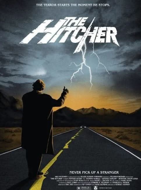 "The Hitcher" was released on this day in 1986. Incredible thriller is a perfect mixture of horror and action. 

Superb cinematography by John Seale, and incredible Mark Isham score are highlights. 

Rutger Hauer is terrifying in what I consider to be his greatest performance.