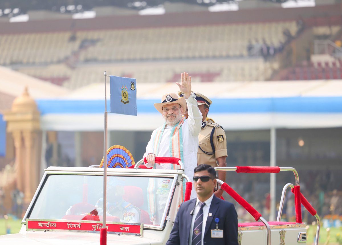 At the 87th CRPF Day Parade in #Guwahati, Union Home Minister #AmitShah hailed the courage and patriotism of the Central Reserve Police Force, praising the force for scripting a golden chapter in national security while winning hearts through its service to humanity. 🇮🇳