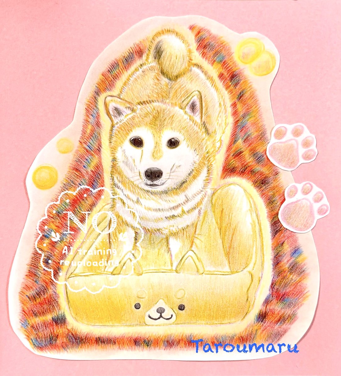 いつもとってもお世話になっている方へ、
描かせていただきました🎨✨

ふわふわ美人さんで、
とても幸せなのが伝わってきました🐕🐾✨

#ゆるいイラスト　#色鉛筆