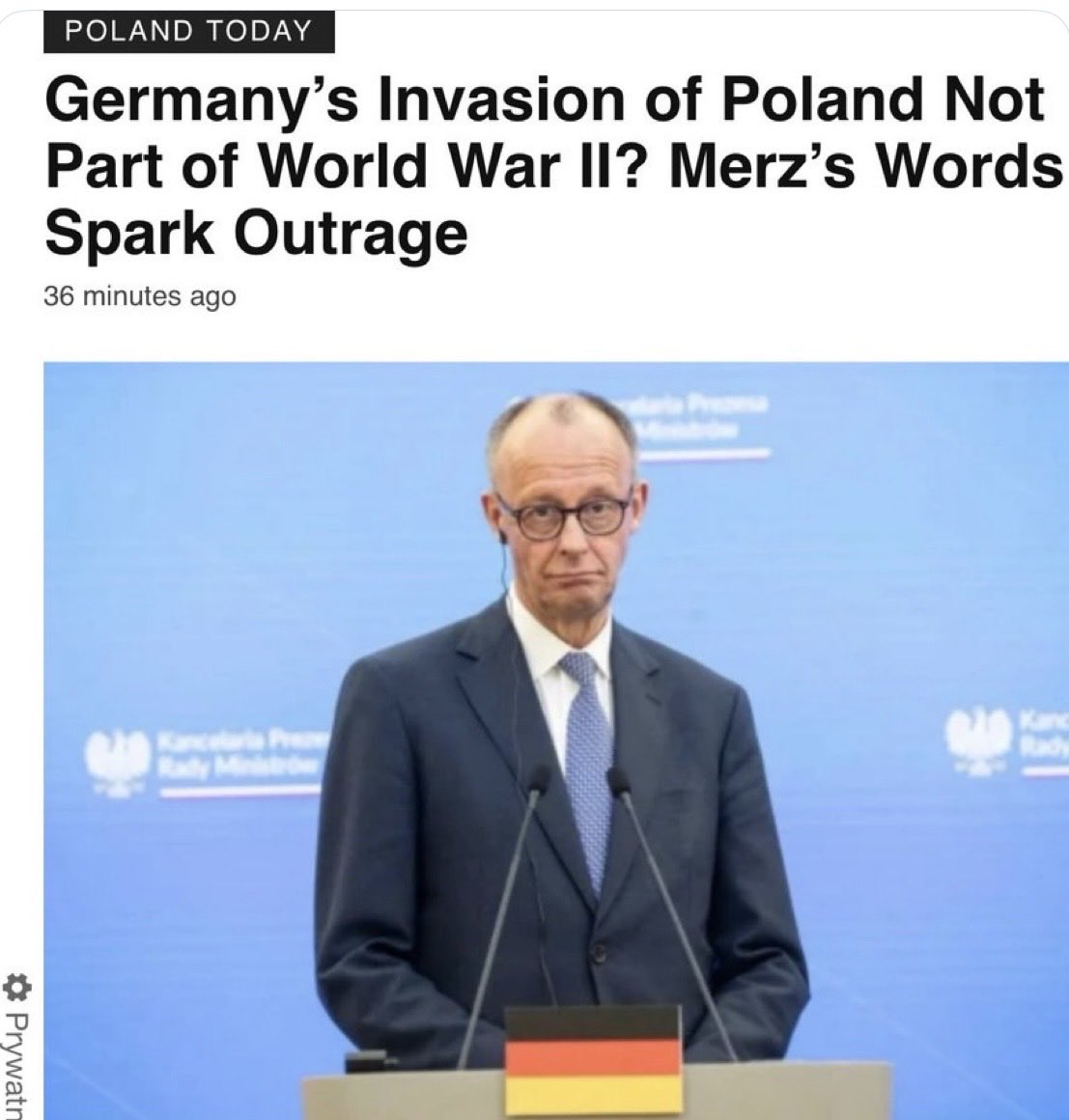 Ten Niemiec zhańbił pamięć milionów Polaków mordowanych przez jego przodków od września 1939 roku. Potomkowie Hitlera próbują sfałszować historię. Nie uda się! Gdzie jesteście hipokryci oburzający się na Trumpa? Gdzie???