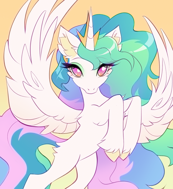 I know I’ve got a Luna piece in progress, but I had to start this Celestia one too — that pose’s been stuck in my head for days.