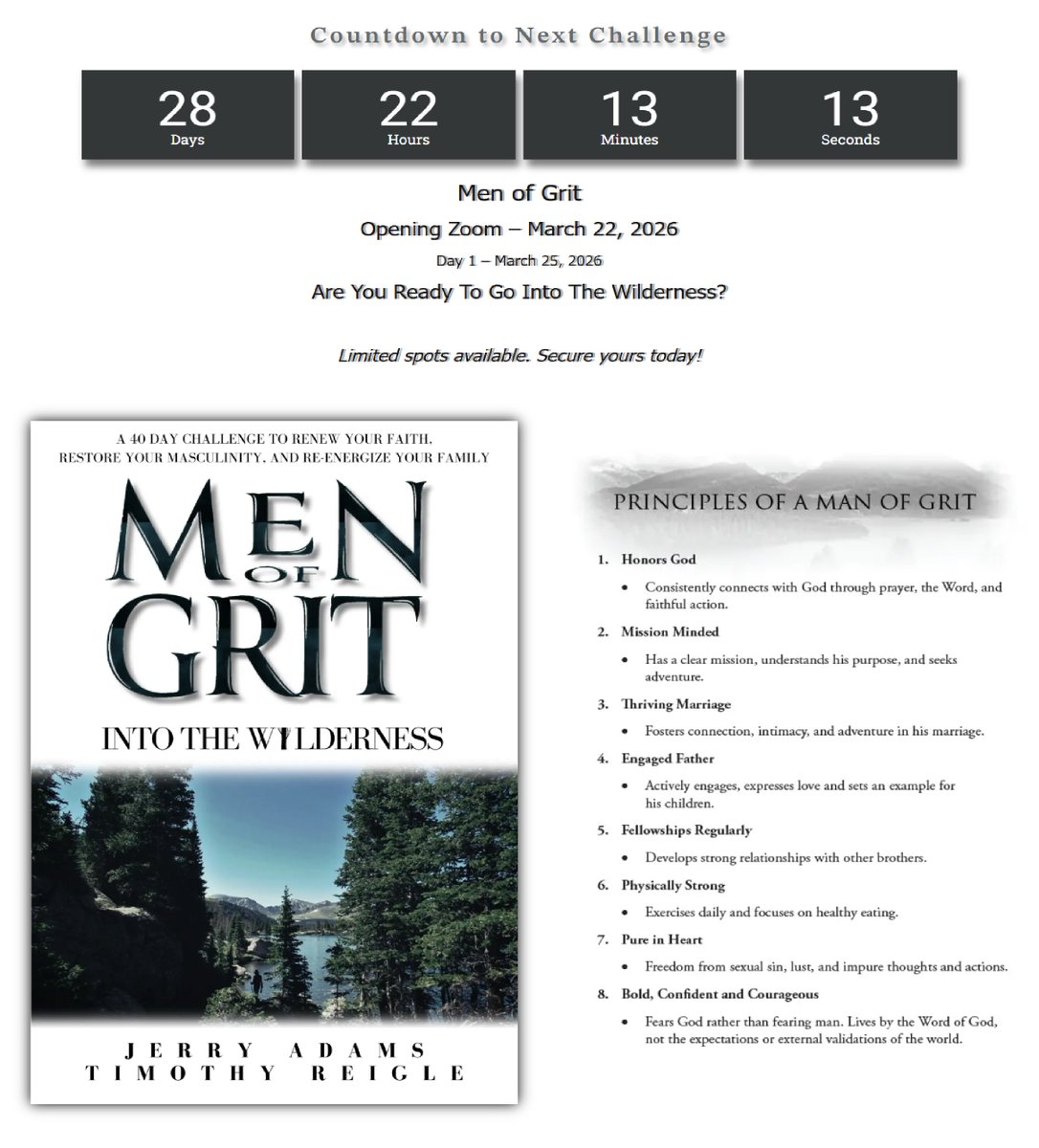 Are you tired of coasting?
Do you feel the fire dimming?
Do you know you’re made for more than comfort, distraction, and half-measures?

This is your line in the sand.

In less than 30 days, men are stepping into a 40-Day Challenge that will test them, sharpen them, and forge