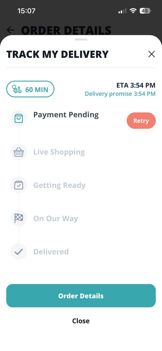 negative_cambr's tweet photo. @CheckersSA I’ve just done a sixty sixty order. Payment appeared not to go through on the app but the money is out of my bank account. App still says payment pending. https://t.co/HzYcFe6INH