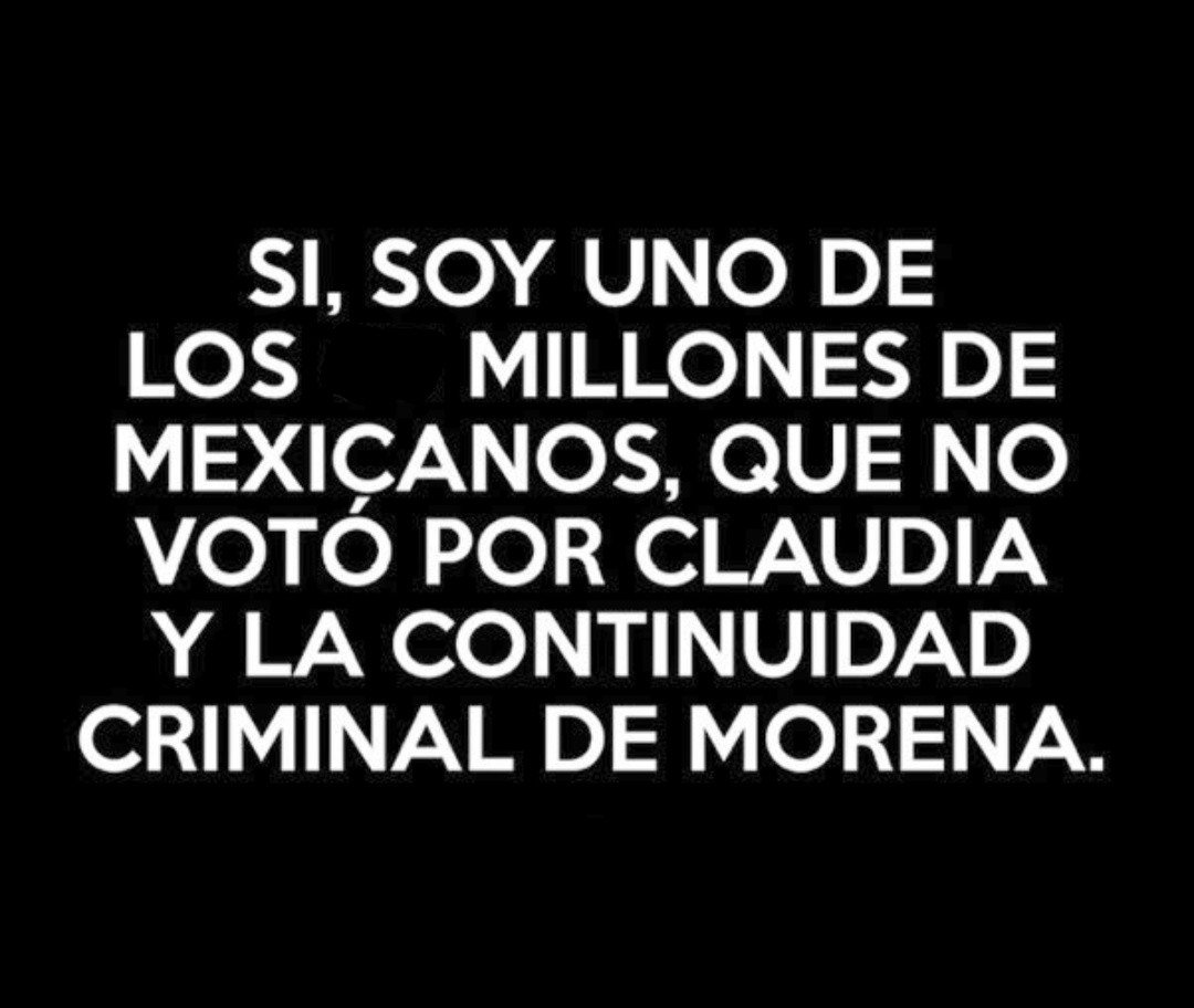 México nos necesita más unidos que nunca 👊
Esta lucha es de todos,
Fortalezcamos nuestras cuentas y sigamos alzando la voz 🗣️
🚨🚨🚨🚨🚨🚨🚨🚨🚨

DONDE ANDAN ESOS TUITEROS CHINGONES PARA UNIRSE A ESTA SEGUIDERA ANTI MORENA❓
REPORTENSE 📢

#MORENAesCORRUPCION