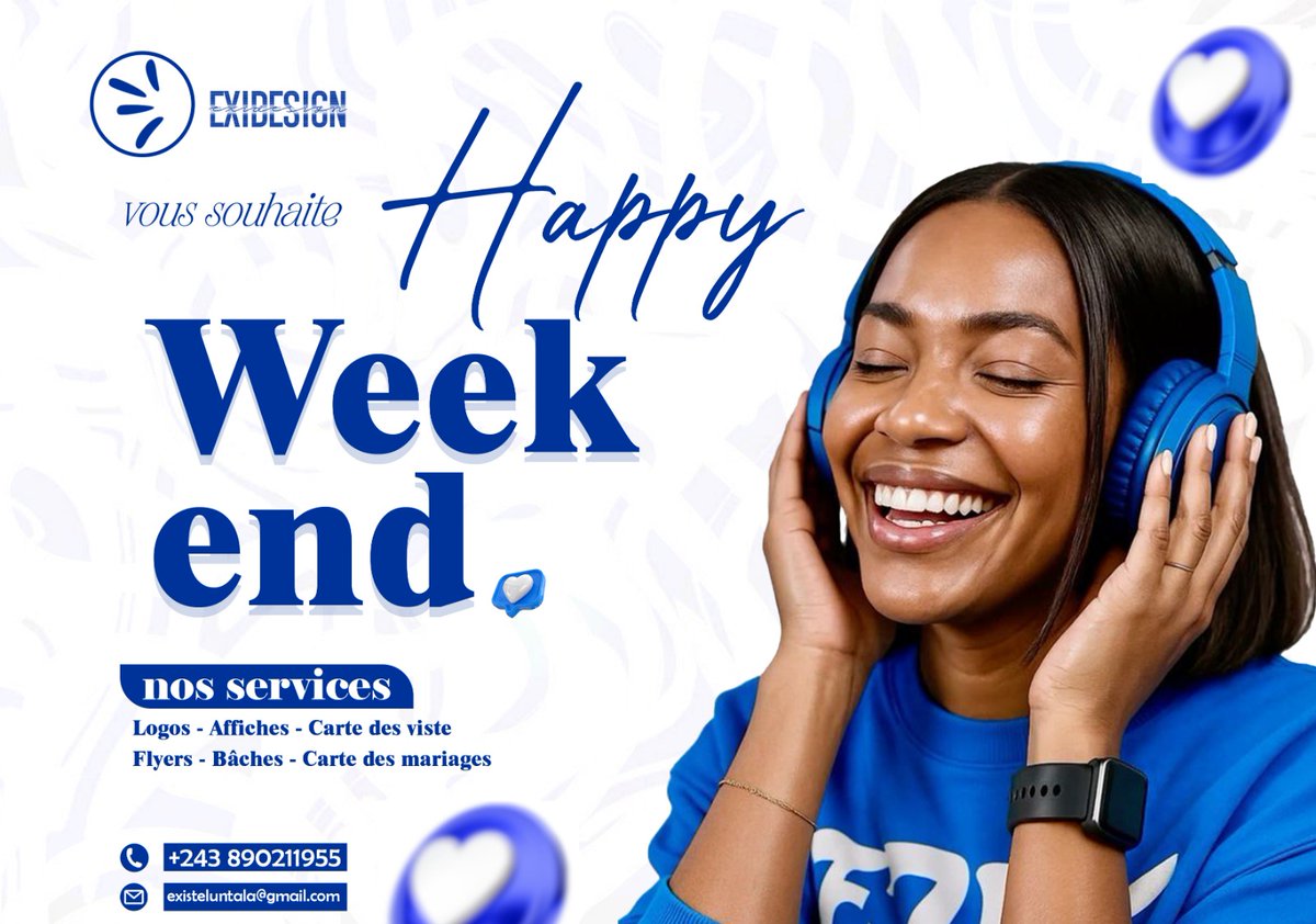 existe_luntala's tweet photo. Excellent week-end à tous !
Besoin d’une image professionnelle pour booster votre activité ?
Logos • Affiches • Flyers • Cartes de visite • Bâches • Cartes de mariage
Un bon visuel attire, crédibilise et fait vendre.
📞 0890211955 | 0837824144
📧 existeluntala286@gmail.com https://t.co/LLnBNphalB