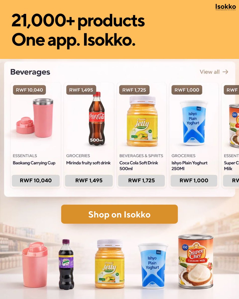 isokkoapp's tweet photo. Need groceries? Snacks? Food? Something random at 9pm? 👀
There are 21,000+ products on Isokko ready for you.

#isokkoapp #kigali #rwanda #shoponline #fooddelivery https://t.co/EtiD4eqFd6