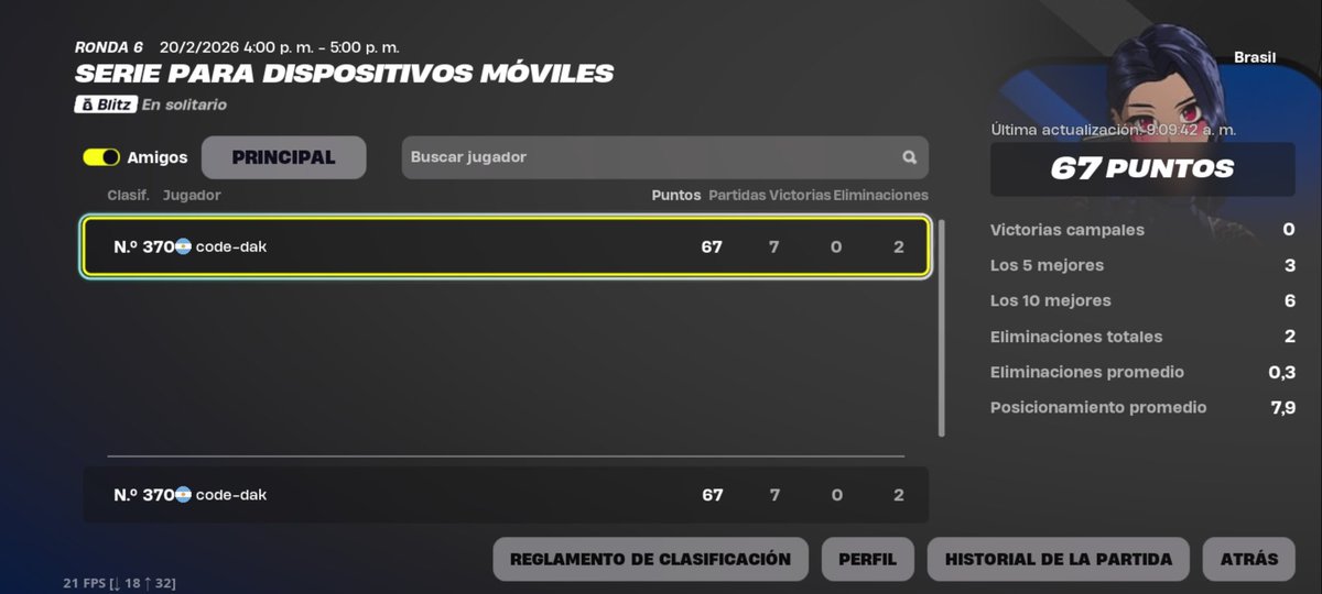 CyberZero05's tweet photo. Alguien sabe porque no me dio el picó @FortniteStatus si acabe el en el top 370 https://t.co/ocMUMJzJTF