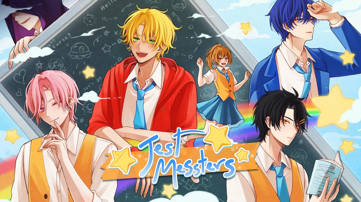 ElSeth6's tweet photo. ⭐️ New cover art of Jest Messters by @apririnn! ⭐️

Have you played this memey #otome #visualnovel with 4 love interests yet? 

Download on Steam: https://t.co/ktVbeZ7PzH

Follow our KS page: https://t.co/fymnrdIy9f https://t.co/uLE0eF2Eax