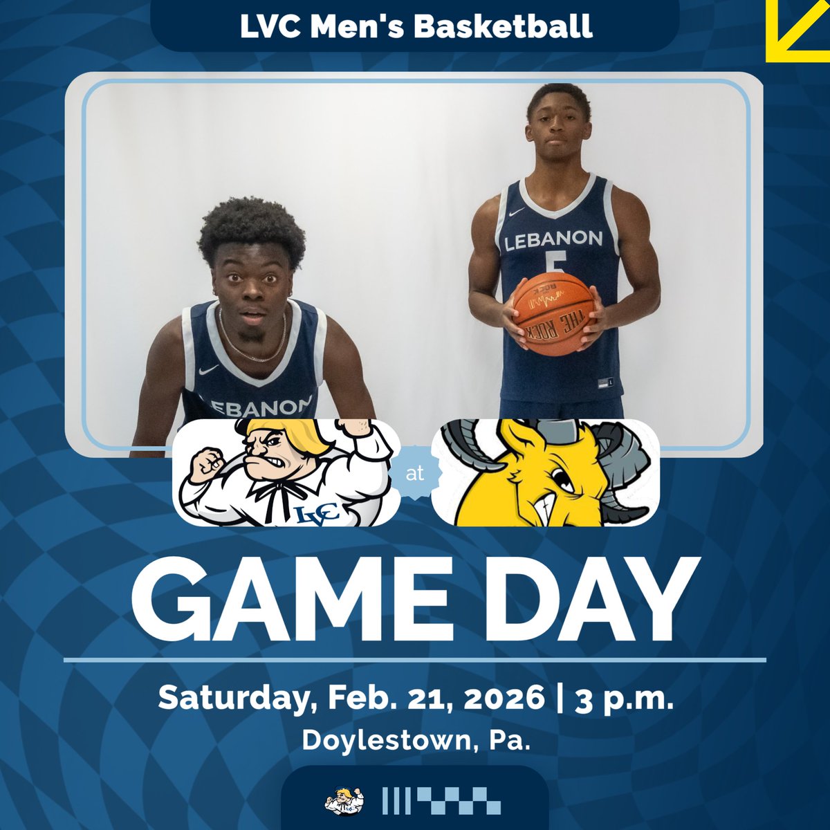 LVCathletics's tweet photo. 🏀GAME DAY!🏀
#lvcmbb closes out the season on the road at Delaware Valley this afternoon at 3 p.m.!💙
One more chance to finish the year strong — let’s bring the energy!🚀
📊https://t.co/Ww1AIbhsx2
📹https://t.co/qIm3obvdlf
#GoDutchmen https://t.co/xRdCEpWtjh