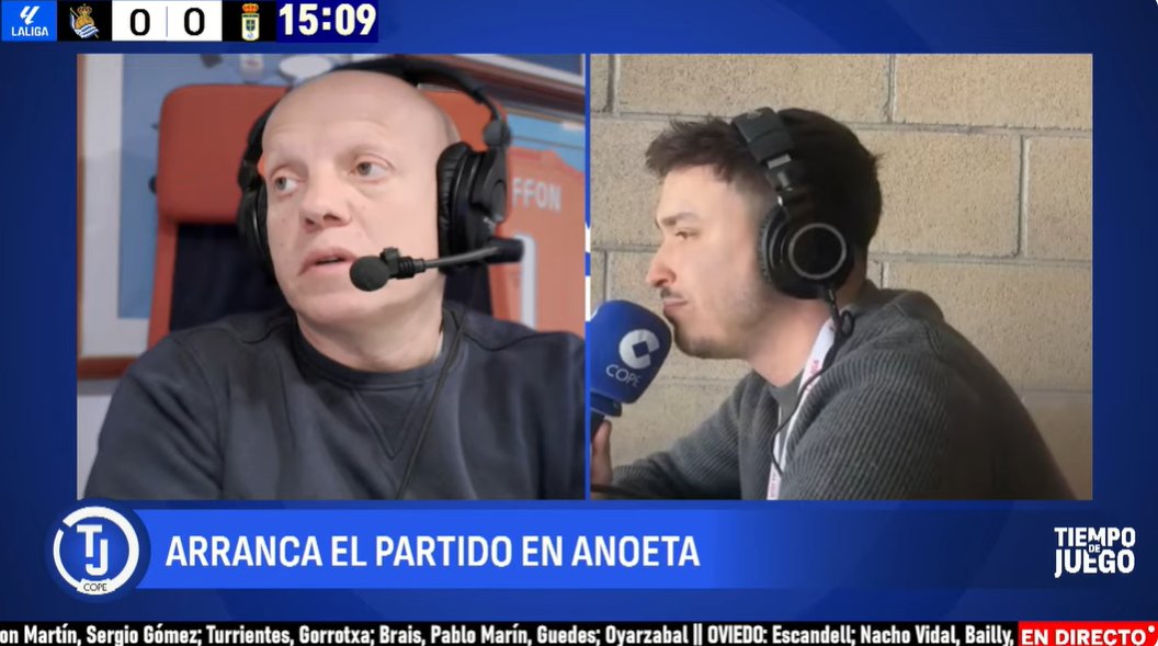 tjcope's tweet photo. 🏟️ ¡Empezó en Anoeta!
💥 REAL SOCIEDAD 0 - 0 REAL OVIEDO
➡️ Jornada 25 #LaLiga
#RealSociedadRealOviedo 

📻 COPE | https://t.co/rRXADuClSE | APP | Audio Movistar
🔴 YT https://t.co/CHBtiW9r2r

🎙️ @DaniBlanquez_ 
🎧 @MarcoASande 

👿 @rlopezufarte 
🍿 @marcoslopez https://t.co/prtia0A9Zt