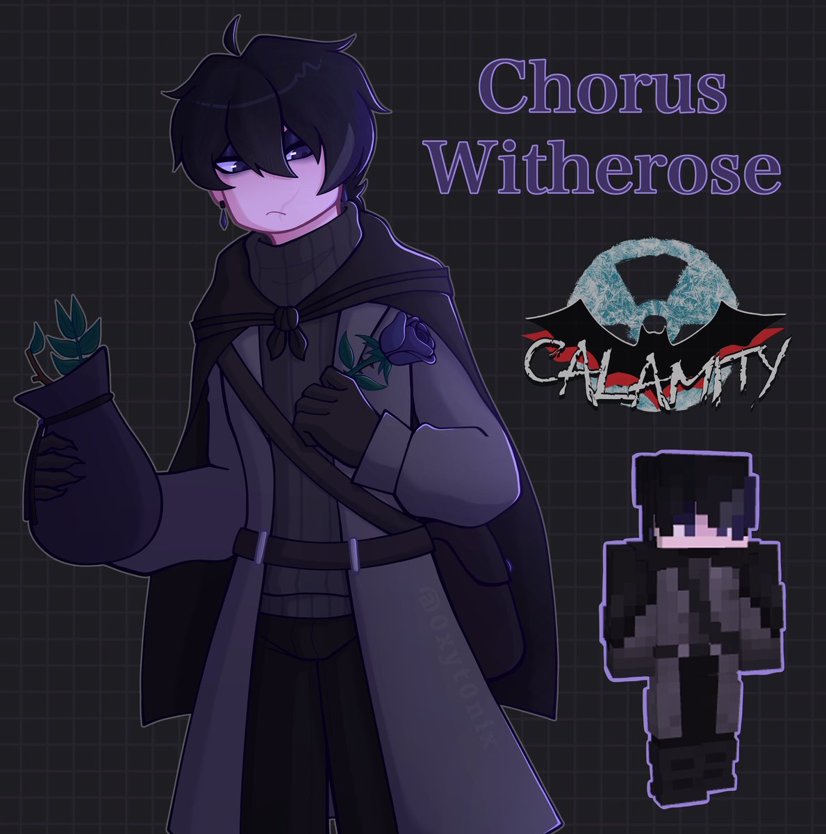 I will be part of a fan Vampires style SMP called Calamity by <a href="/sleepysunnyq005/">Sunny Q</a>, which has its first session this weekend! This is my character sheet.

The videos will be posted under my YouTube channel ChorusCoven, hope to see you there. :]

#VampiresSMP #CalamitySMP