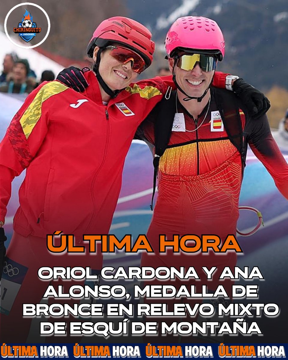 🚨 ÚLTIMA HORA 🚨

⛷️ Oriol Cardona y Ana Alonso consiguen el bronce para España en relevos mixtos de esquí de montaña.

👏 ¡Enhorabuena, cracks!