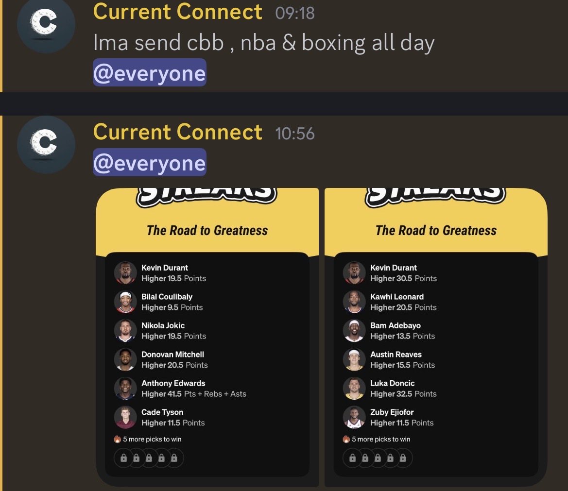 CurrentConnect_'s tweet photo. https://t.co/atBf4iiA9a

CBB , NBA , Boxing All day today and tommorow plays will be sent in discord link above 

#UnderdogFantasy #CBB #cbbpicks https://t.co/uMMboh67rG