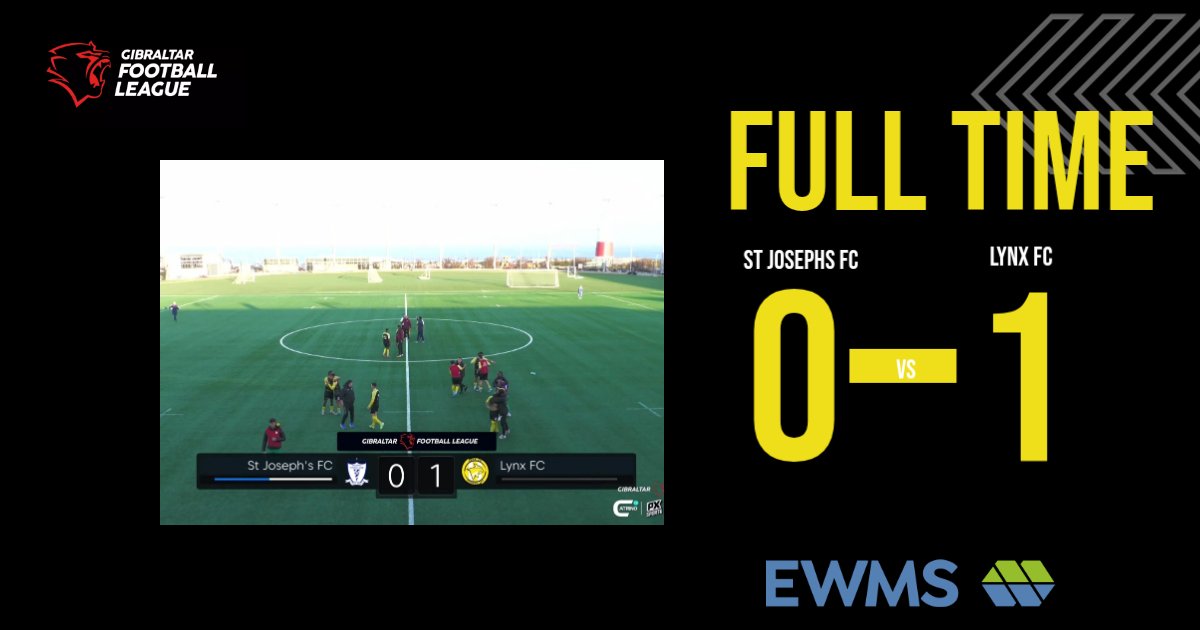 Lynxfcgib's tweet photo. Gibraltar Football League
🔵 St Josephs FC 0 - 1 Lynx FC 🟡

A great result for our premier today! 

A win against the current leaders St Josephs secures our place in the top 6 and onto the next round of matches💪🏻💪🏻

Well done team! 

#weliveforever
#onefamily #lynxfc https://t.co/Vf3Sf8usjm