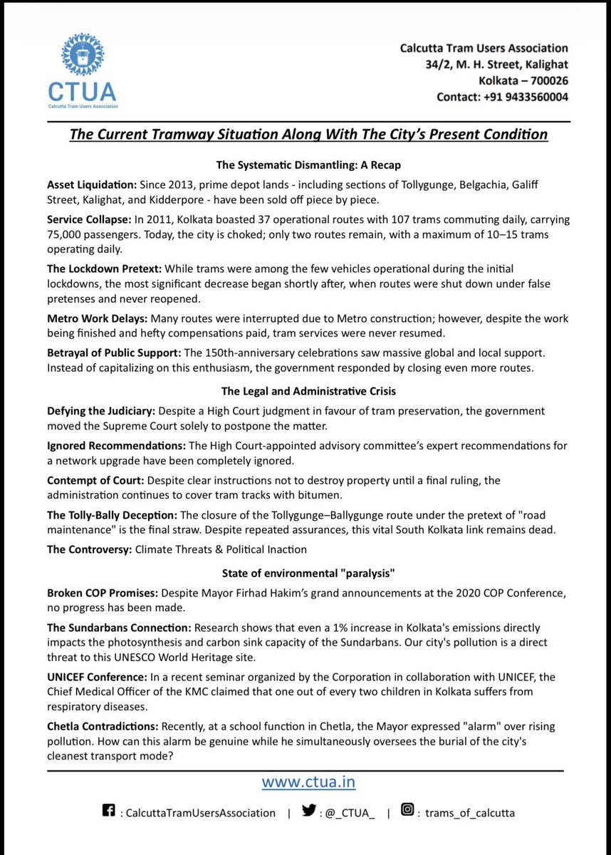 Calcutta Tram Users Association tweet media